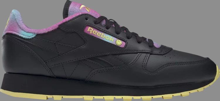 Кроссовки smiley x classic leather '50th anniversary - black' Reebok, черный - фото