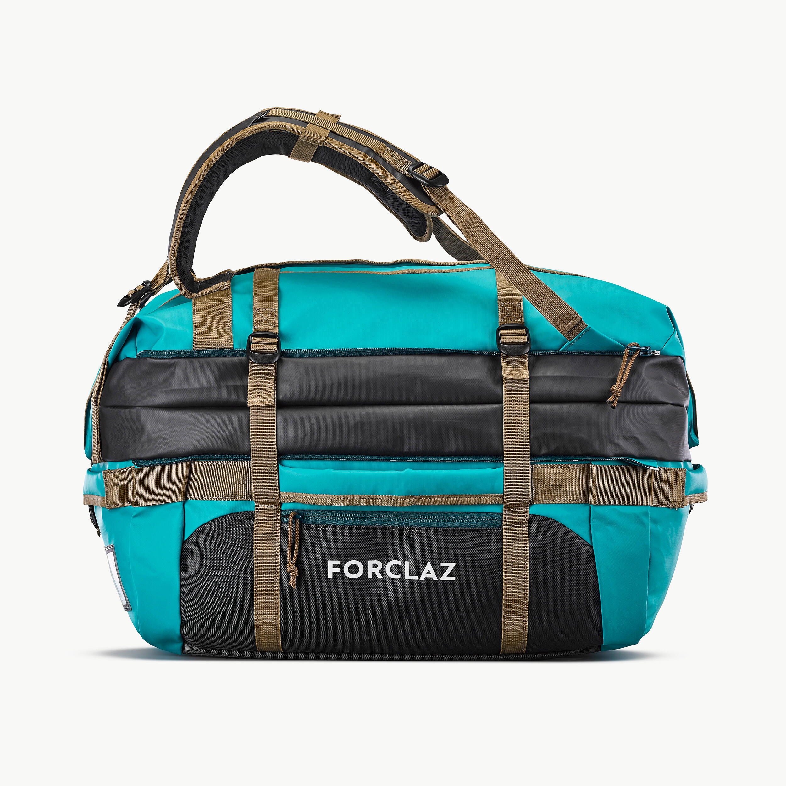 Сумка транспортировочная треккинговая Forclaz Duffel 500 Extend 40–60 л, бирюзовый/серый - фото