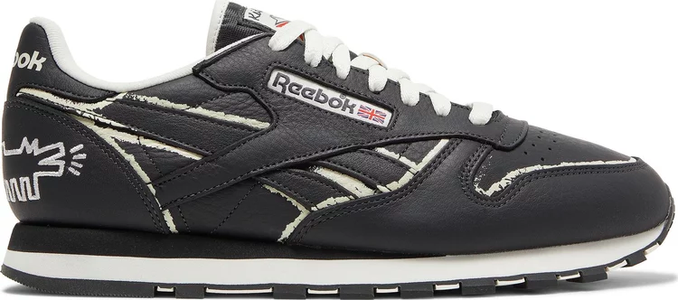 Кроссовки keith haring x classic leather 'dog blackboard chalk drawing' Reebok, серый - фото