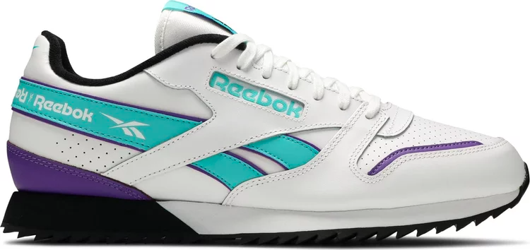 Кроссовки classic leather 'white turquoise' Reebok, белый - фото