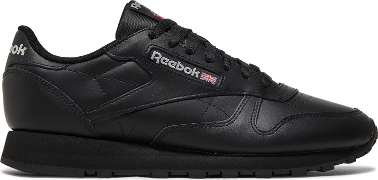 Кроссовки classic leather 'core black' Reebok, черный - фото