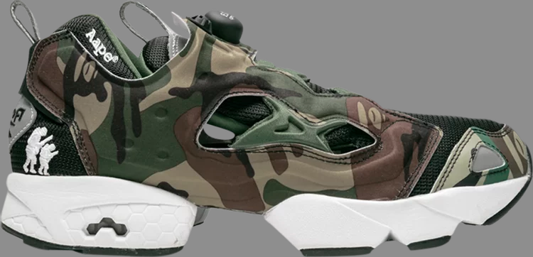 Кроссовки aape x pump fury 'camo black white' Reebok, зеленый - фото