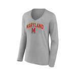 Женская футболка с длинным рукавом и v-образным вырезом с логотипом Heather Grey Maryland Terrapins Evergreen Campus Fanatics - фото 3