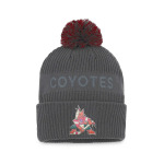 Мужская фирменная угольная вязаная шапка Arizona Coyotes Authentic Pro Home Ice с манжетами и помпоном Fanatics - фото