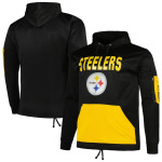 Мужской черный пуловер с капюшоном Pittsburgh Steelers Big & Tall с логотипом Fanatics - фото