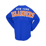 Женская фирменная трикотажная футболка Royal New York Islanders Spirit на шнуровке с v-образным вырезом и длинными рукавами Fanatics, синий - фото 3