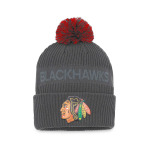 Мужская фирменная темно-серая вязаная шапка Chicago Blackhawks Authentic Pro Home Ice с манжетами и помпоном Fanatics - фото 3