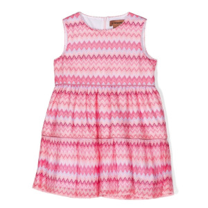 Missoni Kids платье со вставками и принтом зигзаг, розовый