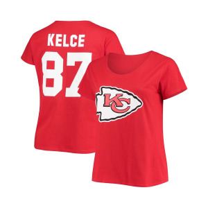 Женская красная футболка больших размеров с V-образным вырезом Travis Kelce Kansas City Chiefs Fanatics, красный