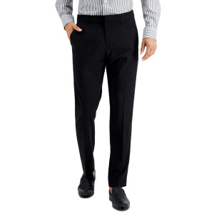 Мужские классические брюки slim fit non-iron performance stretch из меланжевой ткани Perry Ellis Portfolio, черный