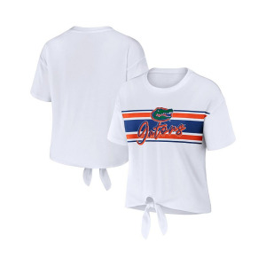 Женская белая укороченная футболка в полоску с узлом Florida Gators спереди WEAR by Erin Andrews, белый