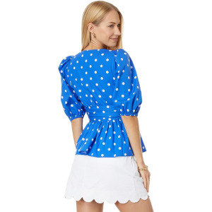 Топ Lilly Pulitzer Kara Cotton Wrap Top, цвет Blue Grotto Hotter Spot