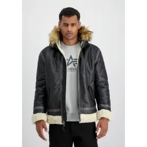 Кожаная куртка Alpha Industries " Alpha Industries Men - Кожаные и веганские куртки B3 FL Hooded", черный