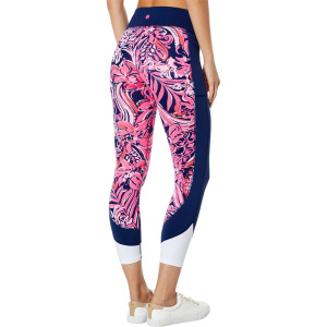 Брюки Lilly Pulitzer Mid-Rise Midi Leggings, цвет Low Tide Navy Flirty Fins and Feathers