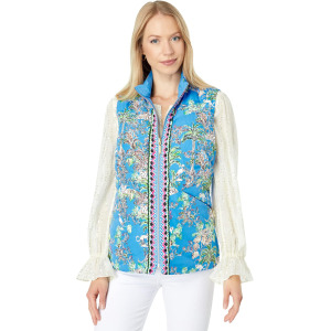 Утепленный жилет Lilly Pulitzer Deanne Reversible Vest, цвет Blue Thistle Tiger Queen Engineered