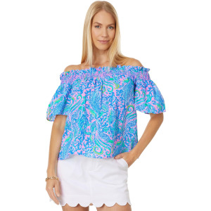 Топ Lilly Pulitzer Leanne Off-the-Shoulder Top, цвет Lilac Rose We Mermaid It